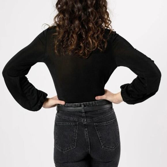 Band of the Free Aggie Cowl Neck Bodysuit Top in Black - Picture 4 of 10